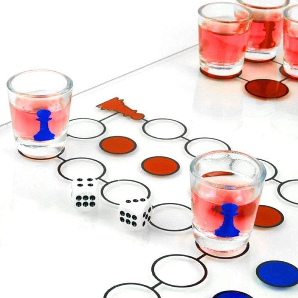 Joc de baut, Nu te supara frate, Flippy, cu pahare de shot din sticla, 30x30 cm, multicolor-5