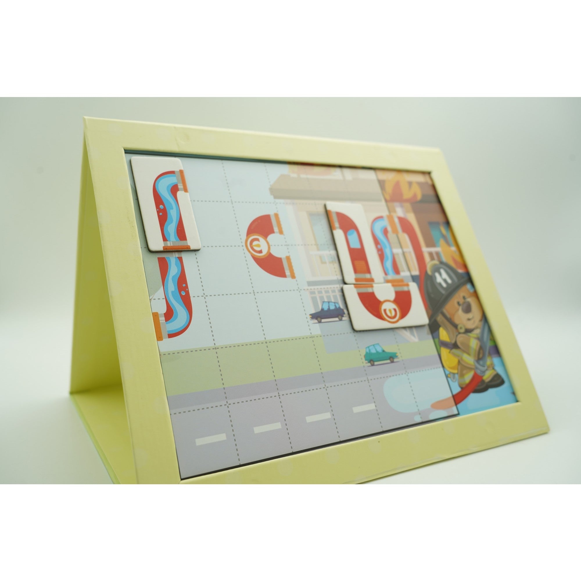 Joc educativ magnetic de interconectare, micul pompier, 15 nivele, 9 carti, pentru copii, +3 ani, multicolor-9