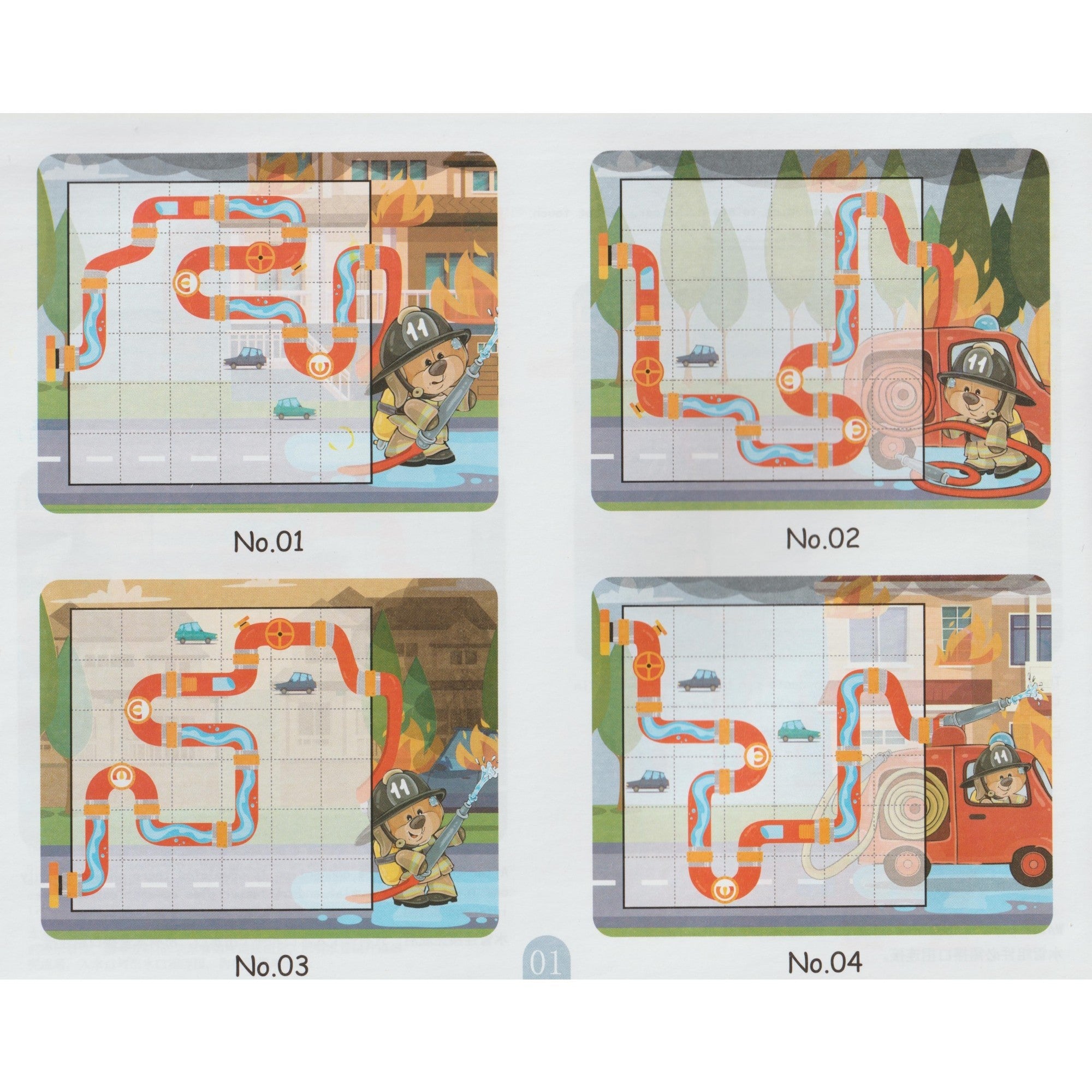 Joc educativ magnetic de interconectare, micul pompier, 15 nivele, 9 carti, pentru copii, +3 ani, multicolor-12