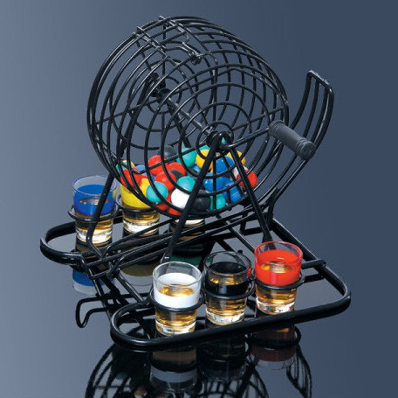 Joc Mini Loterie Flippy, Bingo, cu Pahare de Shot din Sticla, 20 x 20 x 19 cm, 48 Bile, Negru-8
