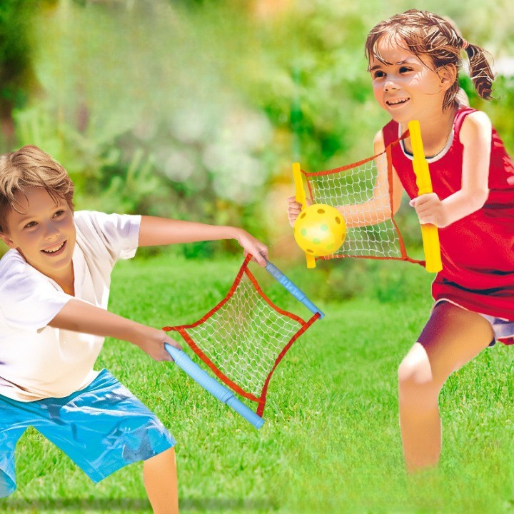 Joc Spikeball, Flippy, pentru Copii, Joc in 2, pentru Plaja, Parcuri, Interior, 2 Plase, 2 Mingi Normale, 2 Mingi Luminoase, Senzorial, Prinderea Mingii, 50x30 cm, Multicolor-5