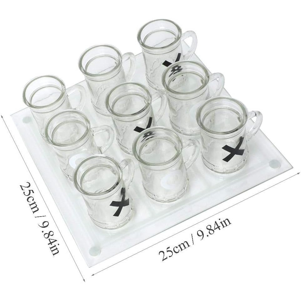 Joc X si O Flippy, cu Mini Halbe din Sticla, 25 x 25 cm, pentru Petreceri, Decor, Cadouri, Transparent-4