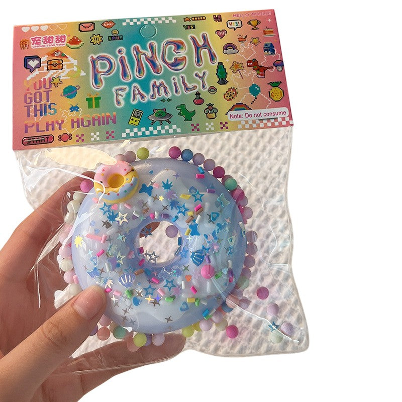 Jucarie Antistres Squishy, Flippy, cu Revenire Lenta, Model Gogoasa, 6x6 cm, 99g, Ambalaj Transparent, Albastru-0