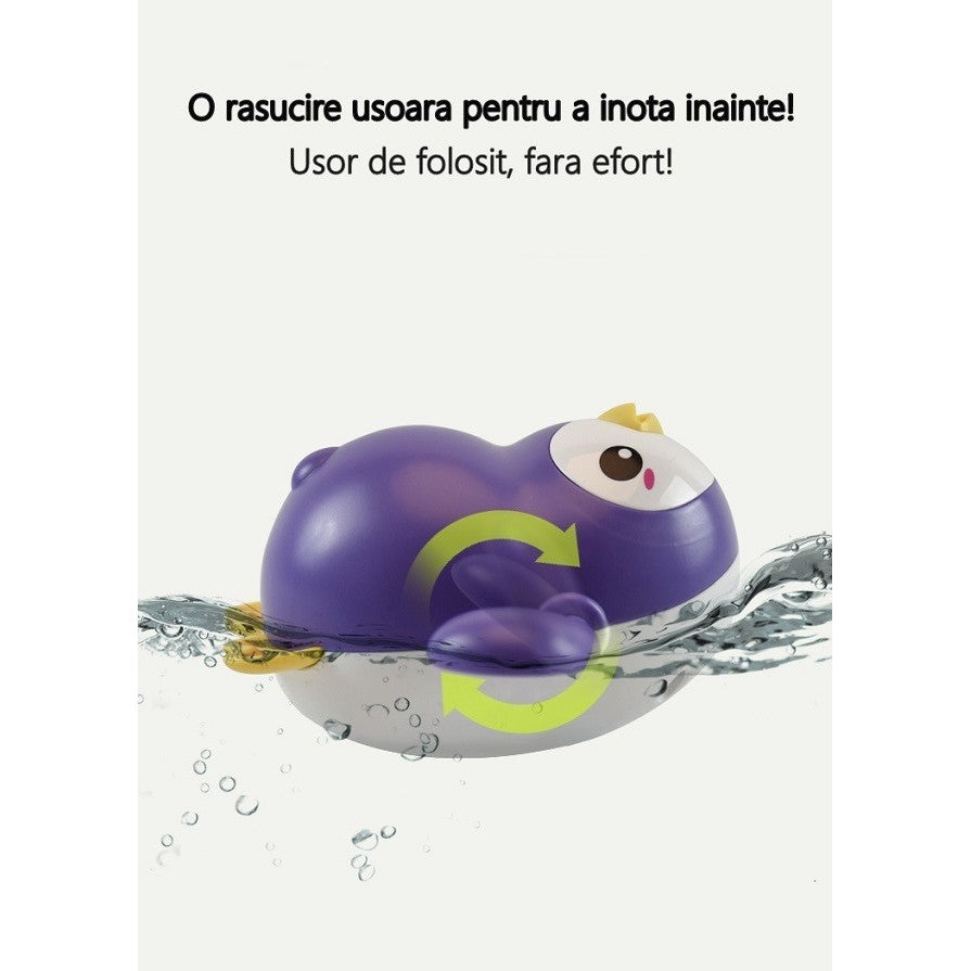 Jucarie de baie interactiva pentru copii, Flippy, pinguinul mov-3