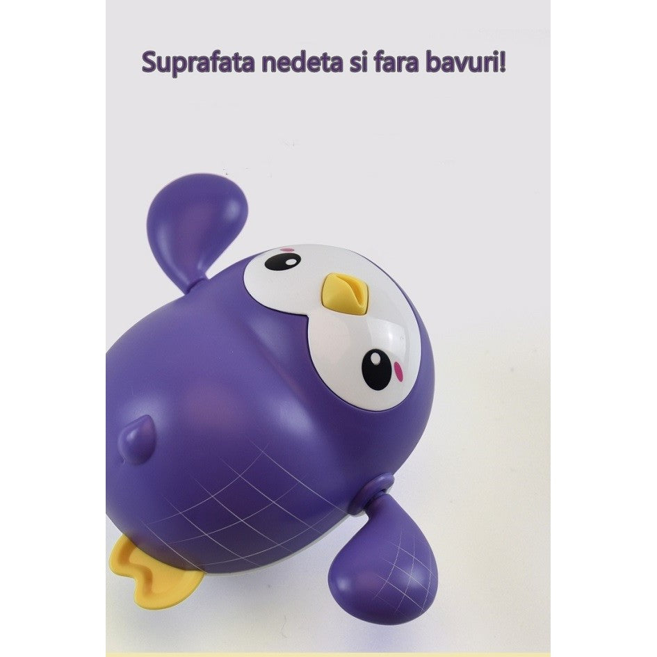 Jucarie de baie interactiva pentru copii, Flippy, pinguinul mov-4
