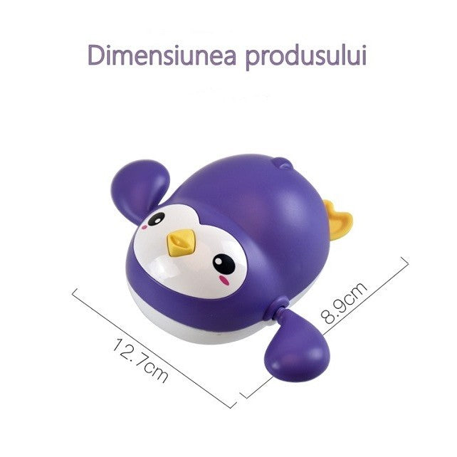 Jucarie de baie interactiva pentru copii, Flippy, pinguinul mov-5