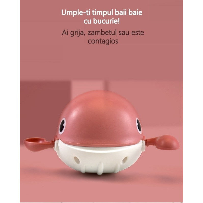 Jucarie de baie pentru copii, Flippy, balena roz-3