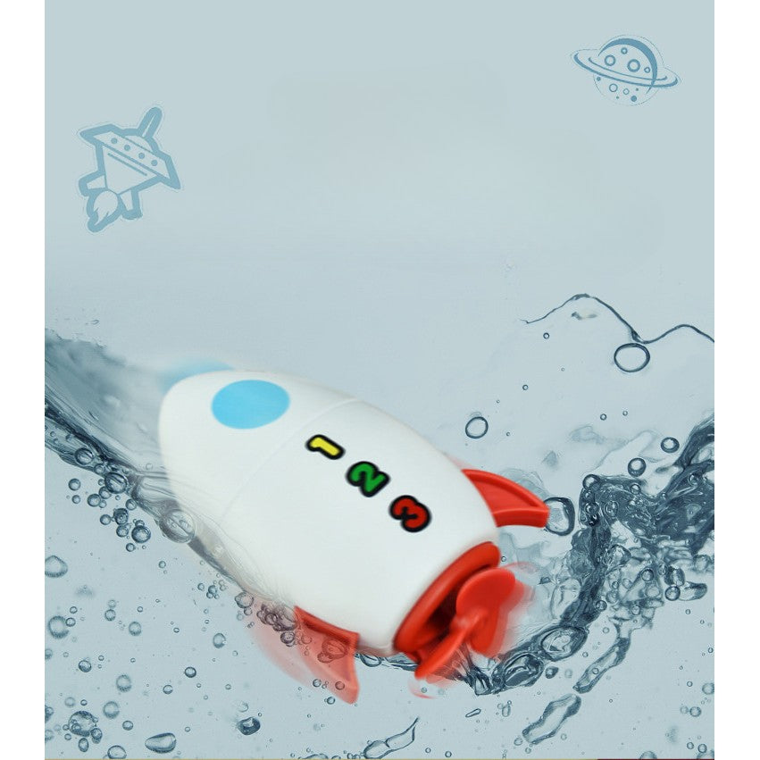 Jucarie de baie pentru copii, Flippy, Racheta de apa, 11 cm, Alb-4