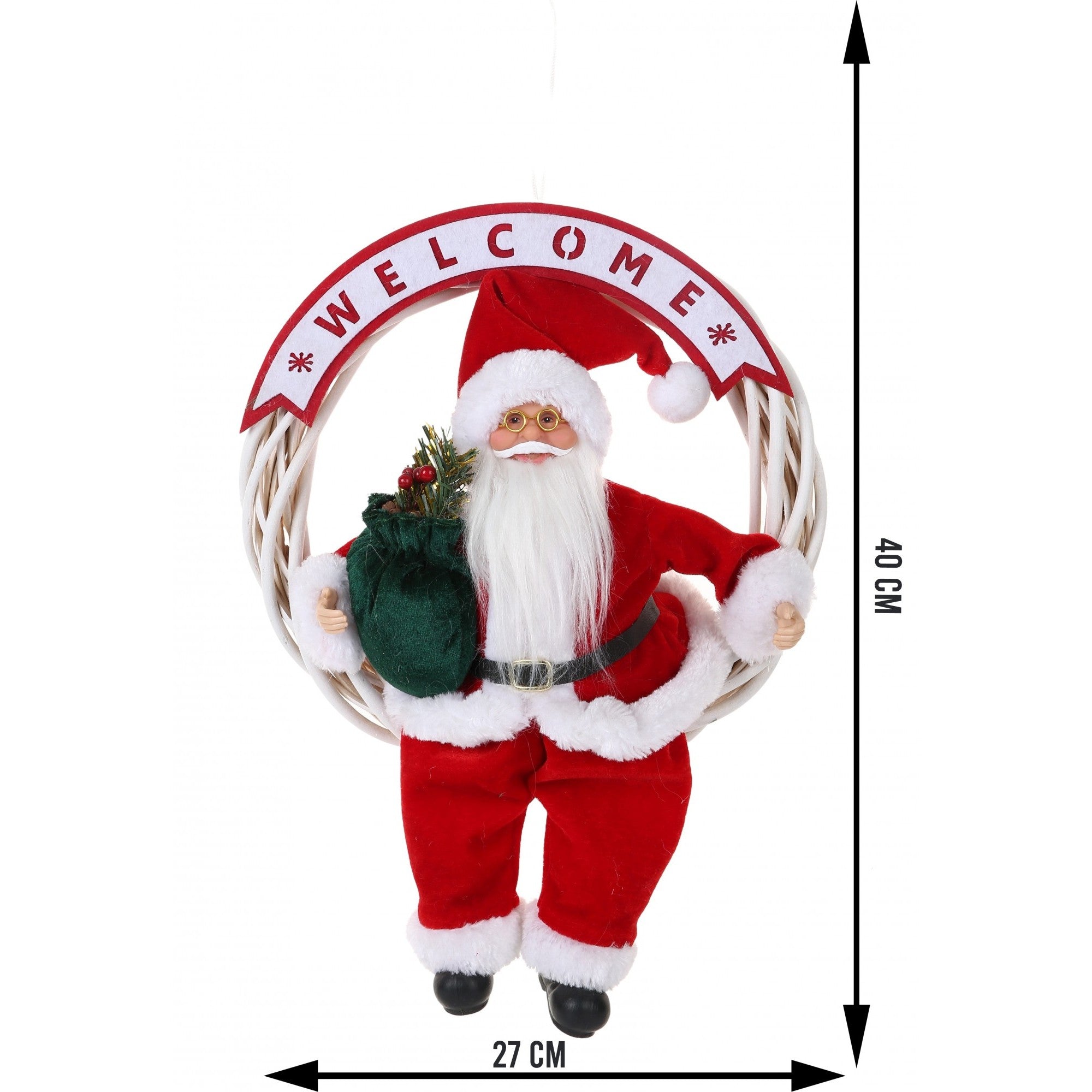 Jucarie decorativa, Flippy, Mos Craciun, 40 cm x 27 cm, grosime 12 cm, lana, tesatura de plus, poliester, interior/exterior-6