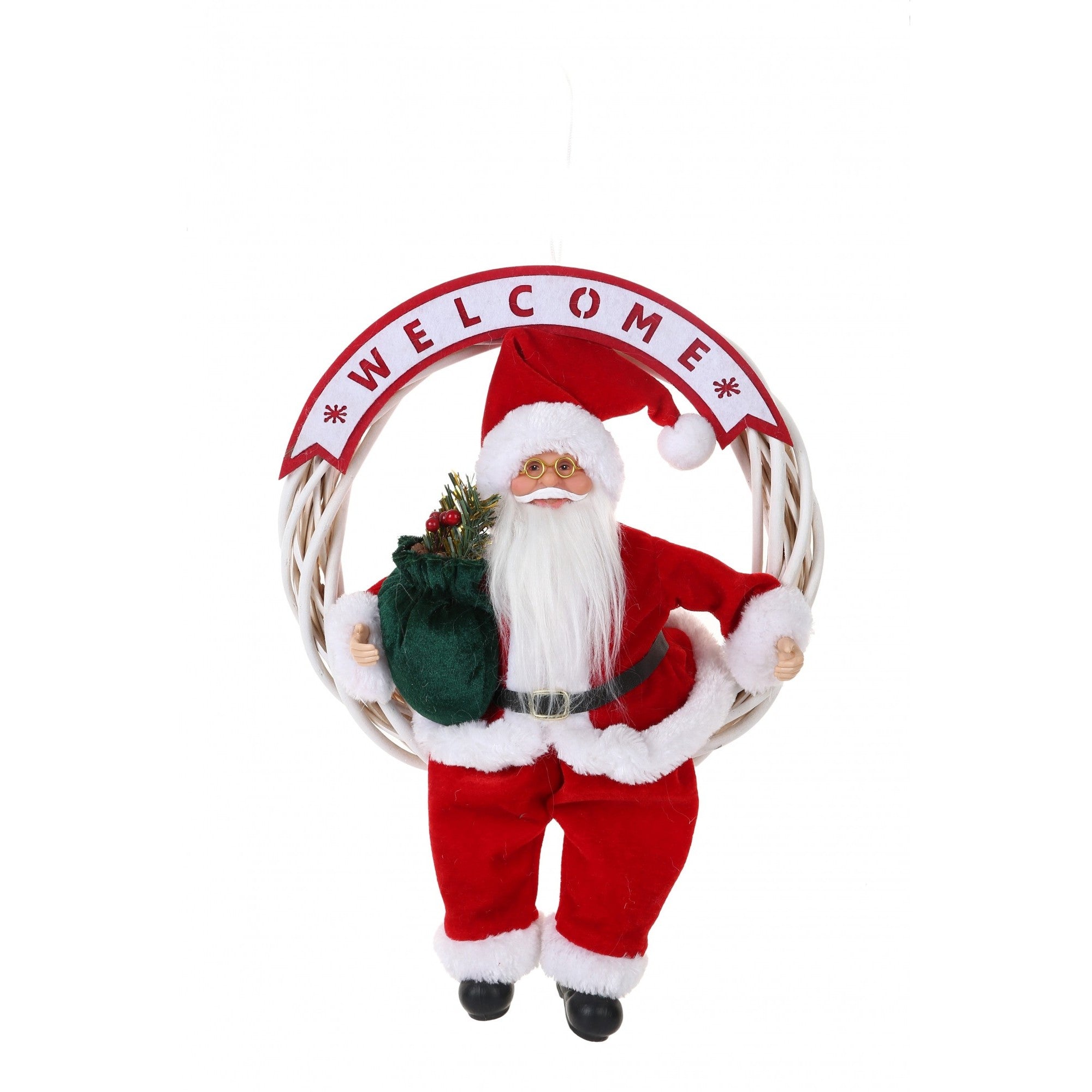 Jucarie decorativa, Flippy, Mos Craciun, 40 cm x 27 cm, grosime 12 cm, lana, tesatura de plus, poliester, interior/exterior-0