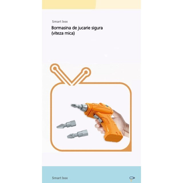 Jucarie educativa pentru copii, Flippy, Set 258 piese, 6 in 1, Valiza cu bormasina, Multicolor-7