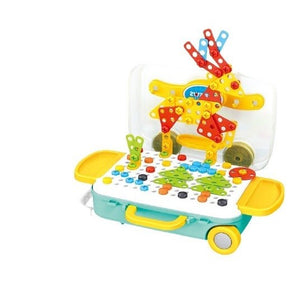Jucarie educativa pentru copii, Flippy, Set 258 piese, 6 in 1, Valiza cu bormasina, Multicolor-0