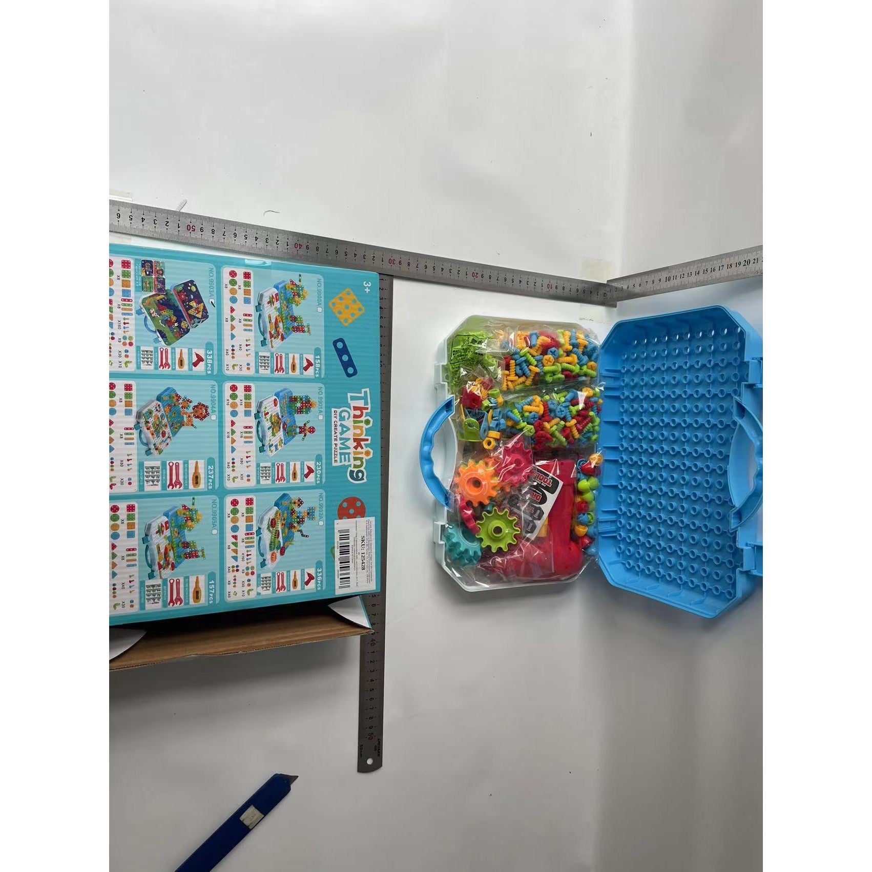 Jucarie Educativa Si Interactiva, Flippy, Set De Constructie Puzzle Din ABS Cu Bormasina Pentru Dezvoltatea Creativitatii Si A Indemanarii 2D si 3D, Valiza, +3, 31x7x25 cm, 338 Piese-9