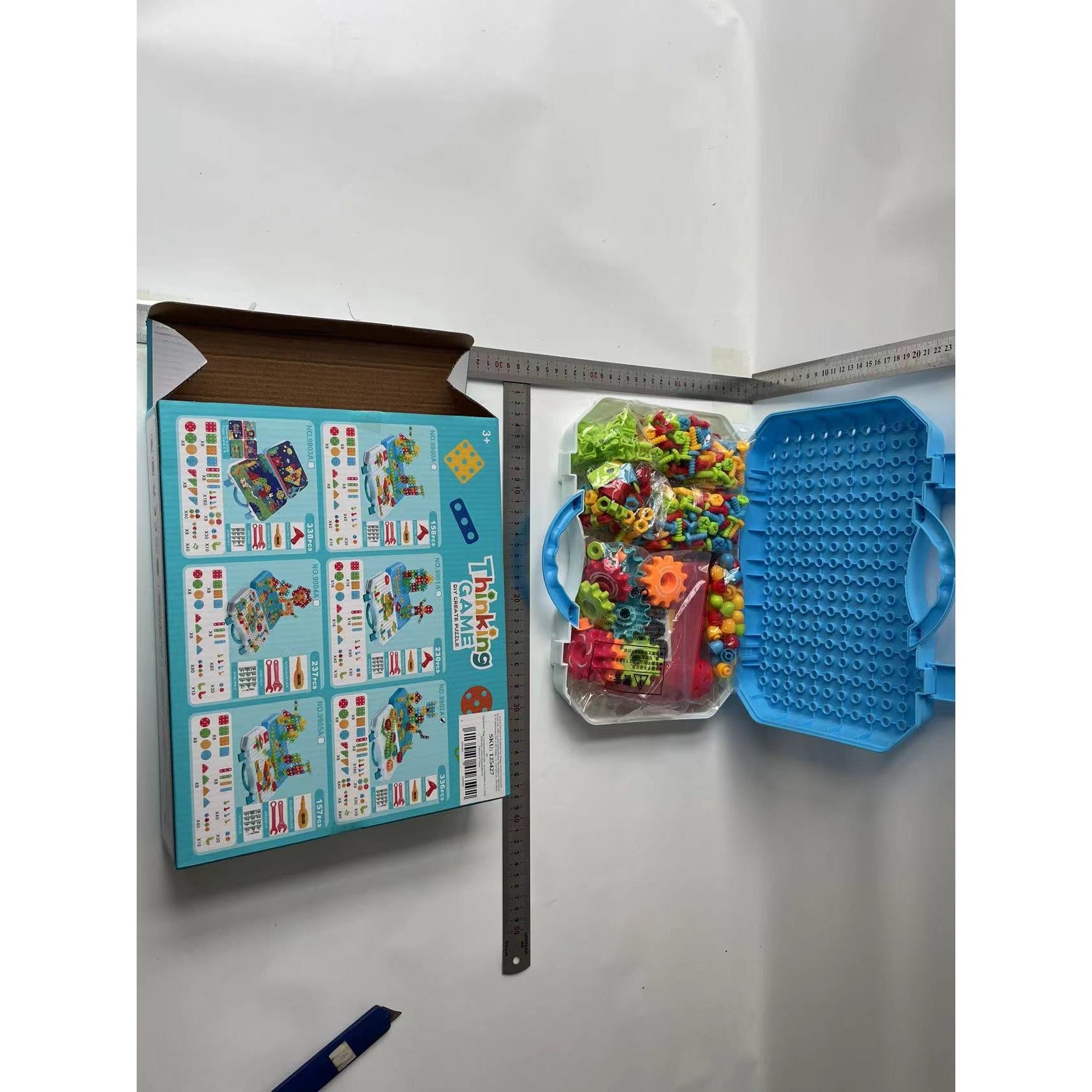 Jucarie Educativa Si Interactiva, Flippy, Set De Constructie Puzzle Din ABS Cu Bormasina Pentru Dezvoltatea Creativitatii Si A Indemanarii 2D si 3D, Valiza, +3, 31x7x25 cm, 336 Piese-9