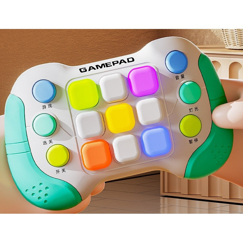 Jucarie Interactiva Flippy, Tip Consola Pop It, 6 butoane functionale, 5 Moduri de Joc, 600 Niveluri, + 3 ani, Verde/Gri-1