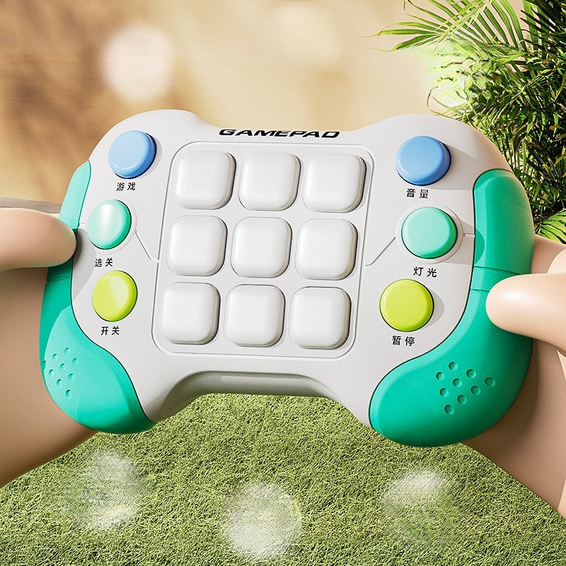 Jucarie Interactiva Flippy, Tip Consola Pop It, 6 butoane functionale, 5 Moduri de Joc, 600 Niveluri, + 3 ani, Verde/Gri-3