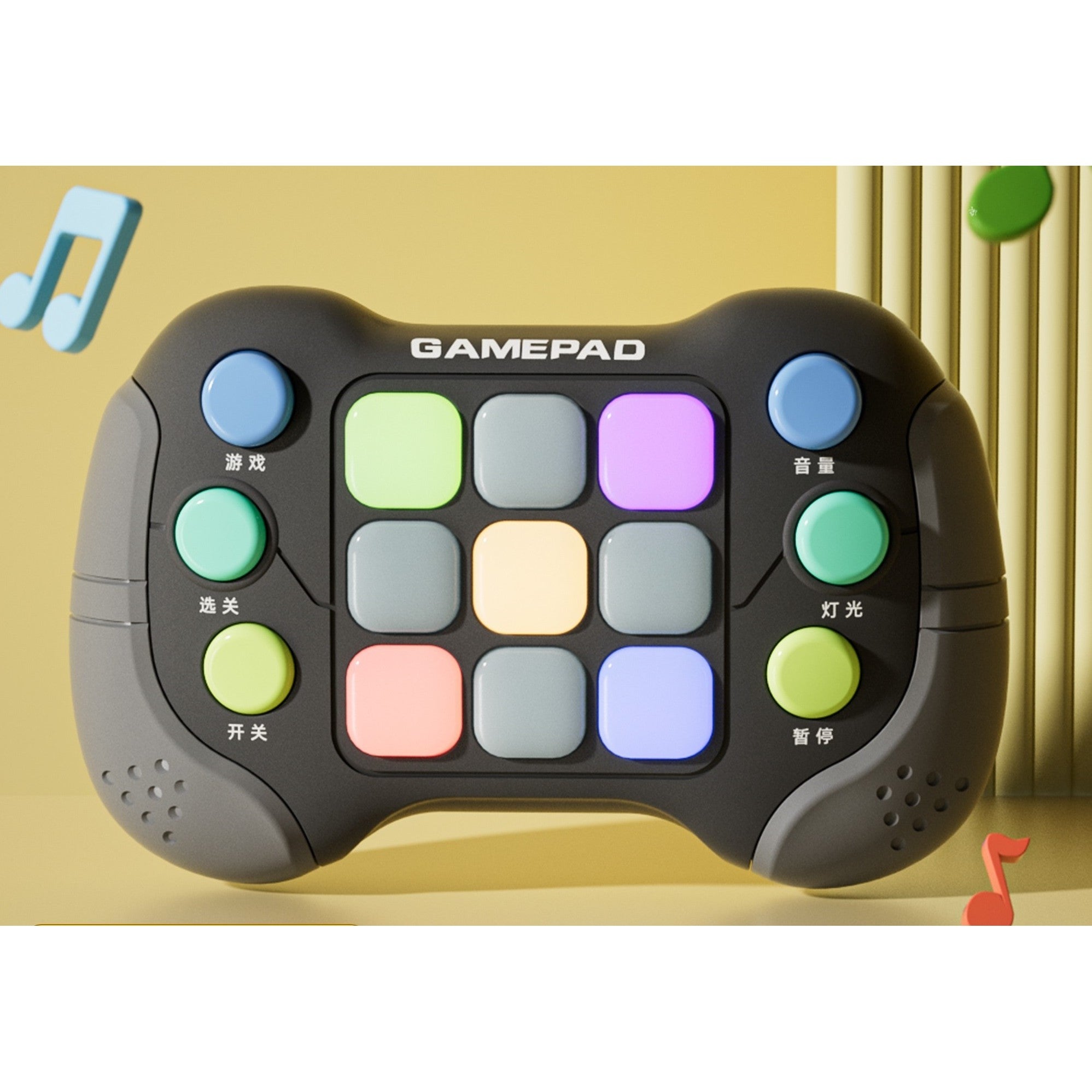 Jucarie Interactiva Flippy, Tip Consola Pop It, 6 butoane functionale, 5 Moduri de Joc, 600 Niveluri, +3 ani, Gri/Negru-1