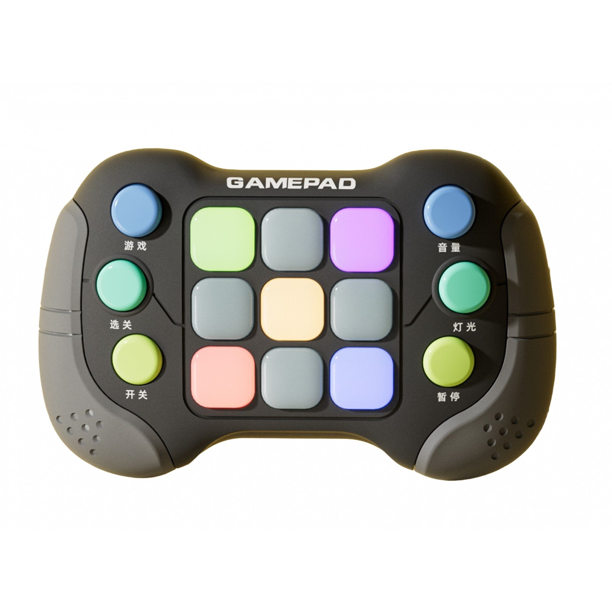 Jucarie Interactiva Flippy, Tip Consola Pop It, 6 butoane functionale, 5 Moduri de Joc, 600 Niveluri, +3 ani, Gri/Negru-0