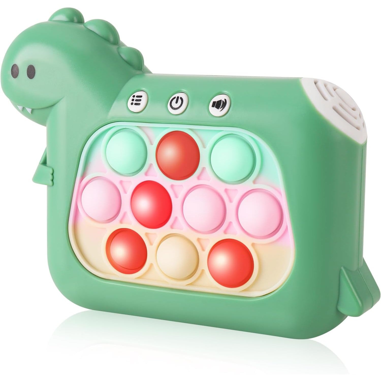 Jucarie Interactiva Pop It Whack A Mole, Flippy, Tip Consola, Anti-Stres, 4 Moduri de Joc, din ABS si Silicon, +3 Ani, Model Dinozaur, Verde-6