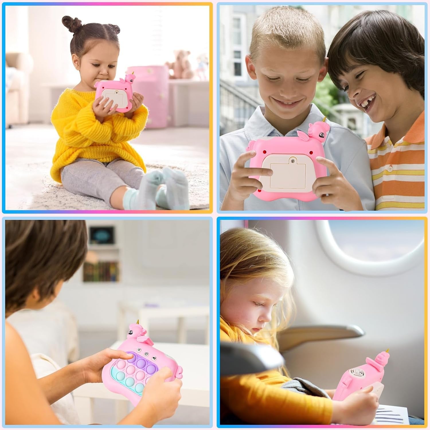 Jucarie Interactiva Pop It Whack A Mole, Flippy, Tip Consola, Anti-Stres, 4 Moduri de Joc, din ABS si Silicon, +3 Ani, Model Unicorn, Mov-1