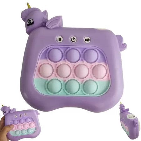 Jucarie Interactiva Pop It Whack A Mole, Flippy, Tip Consola, Anti-Stres, 4 Moduri de Joc, din ABS si Silicon, +3 Ani, Model Unicorn, Mov-3