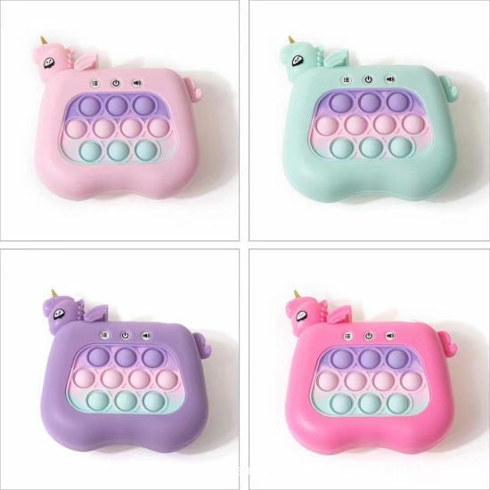 Jucarie Interactiva Pop It Whack A Mole, Flippy, Tip Consola, Anti-Stres, 4 Moduri de Joc, din ABS si Silicon, +3 Ani, Model Unicorn, Mov-4