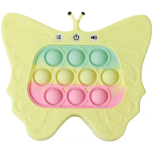 Jucarie Interactiva Tip Consola pentru Copii, Flippy, Diferite Moduri de Joc, 120 Nivele, Material ABS/silicon, cu Nivele, Sunete si Lumini, 12 x 5.5 x 13.5 cm cm, Model Fluture, Galben-0