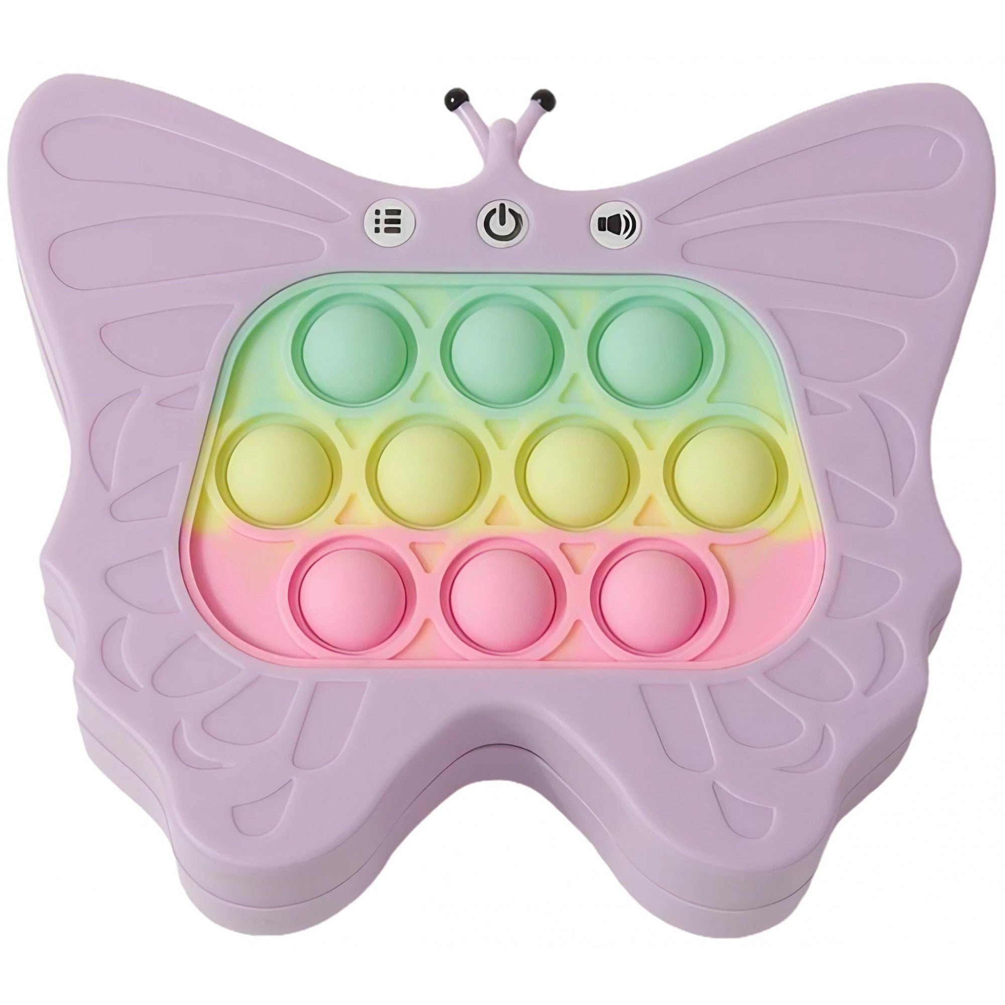 Jucarie Interactiva Tip Consola pentru Copii, Flippy, Diferite Moduri de Joc, 120 Nivele, Material ABS/silicon, Sunete si Lumini, 12 x 5.5 x 13.5 cm, Model Fluture, Mov-0