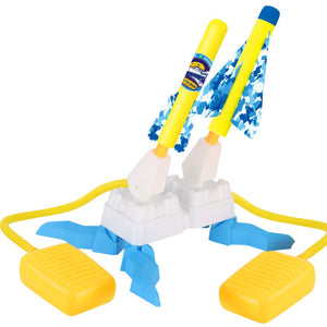 Jucarie pentru Copii, Flippy, Lansator de Rachete cu Piciorul, Doua Lansatoare, 4 Rachete Fara Lumini, 2 Aircrafts, 33x25x27 cm, Galben-Albastru-0