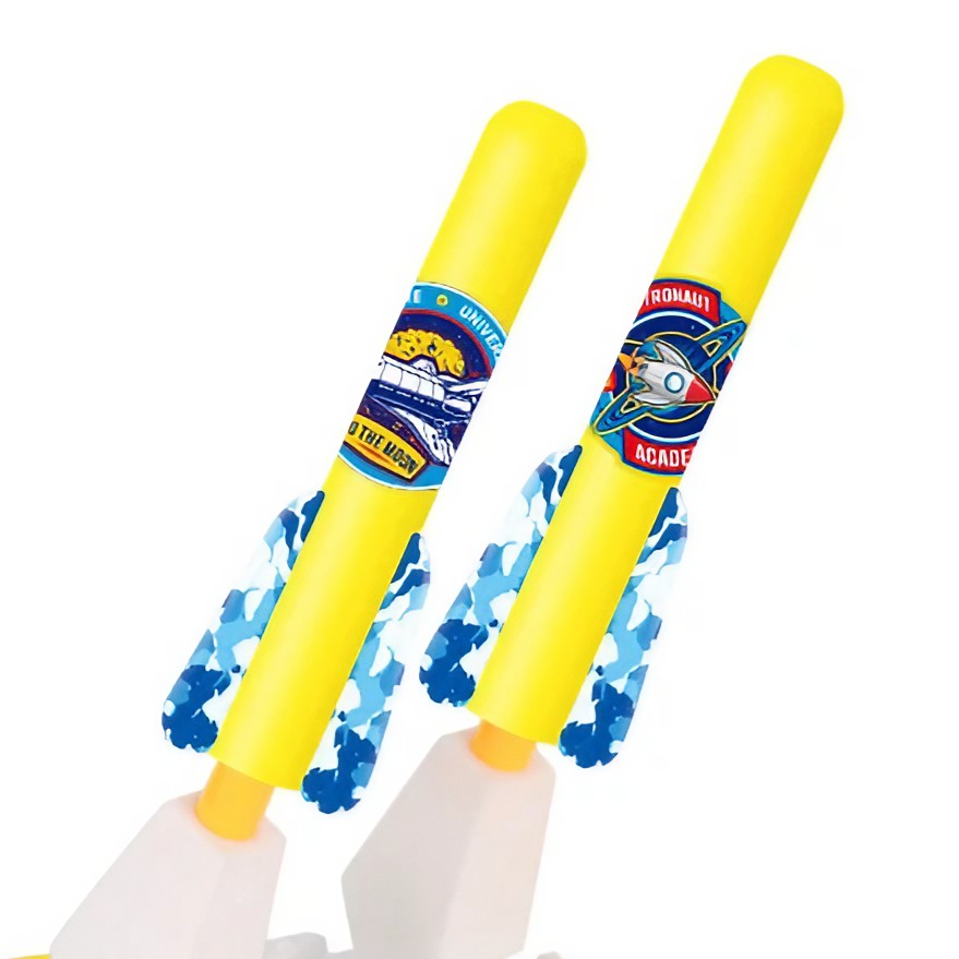 Jucarie pentru Copii, Flippy, Lansator de Rachete cu Piciorul, Doua Lansatoare, 6 Rachete Fara Lumini, 33x25x27 cm, Galben-Albastru-2