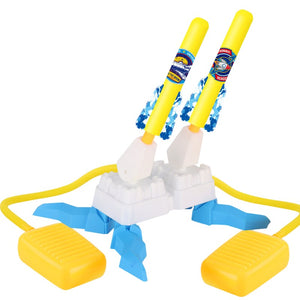 Jucarie pentru Copii, Flippy, Lansator de Rachete cu Piciorul, Doua Lansatoare, 6 Rachete Fara Lumini, 33x25x27 cm, Galben-Albastru-0