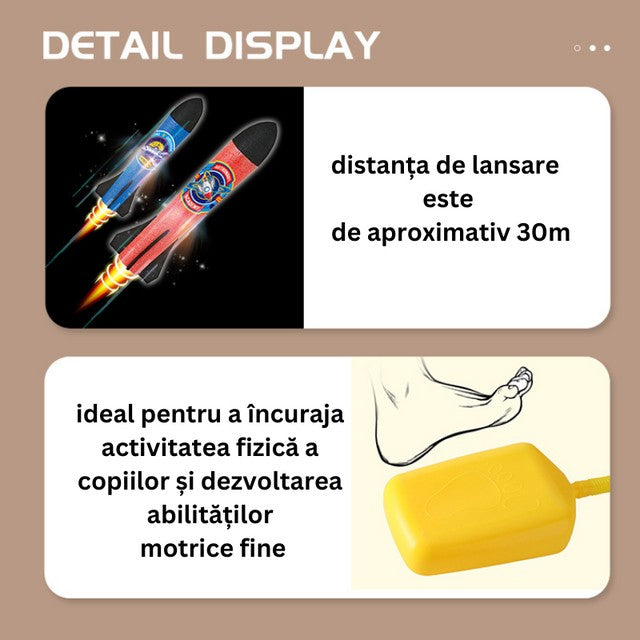 Jucarie pentru copii, lansator rachete cu piciorul, doua lansatoare, 6 rachete, fara lumina-5