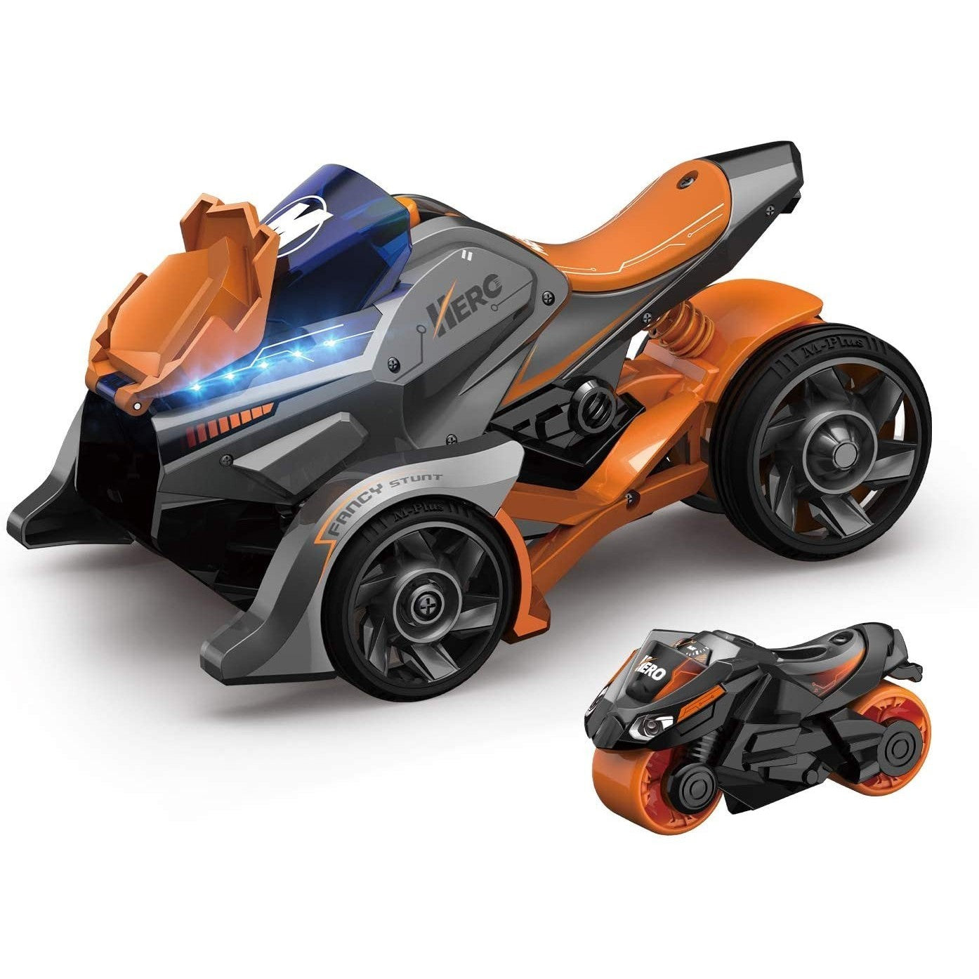 Jucarie pentru copii, masina cu extensie de motocicleta 2 in 1, portocalie-0