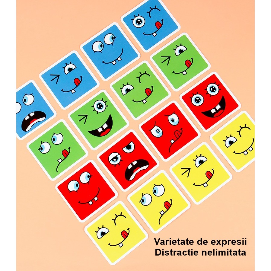 Jucarie pentru copii montessori Flippy, cub din lemn, asamblare fete, 64 de carti distractive, pentru baieti si fete, varsta +3 ani, educativ, multicolor-5