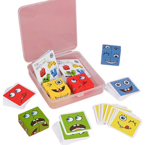 Jucarie Pentru Copii Montessori Flippy, Cub din Lemn, Asamblare Fete, 64 de Carti Distractive, pentru Baieti si Fete, Varsta +3 ani, Educativ, Ambalaj din plastic, 12 x 12 x 3 cm, multicolor-0