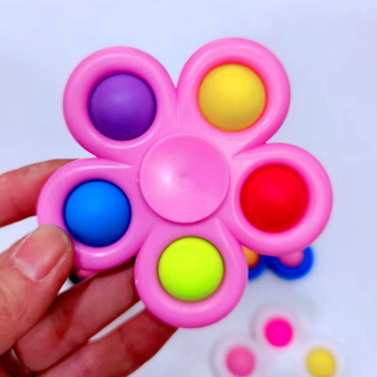 Jucarie Push Pop Bubble Fidget, Pop It, breloc antistres, Floare, Multicolor/Roz-2