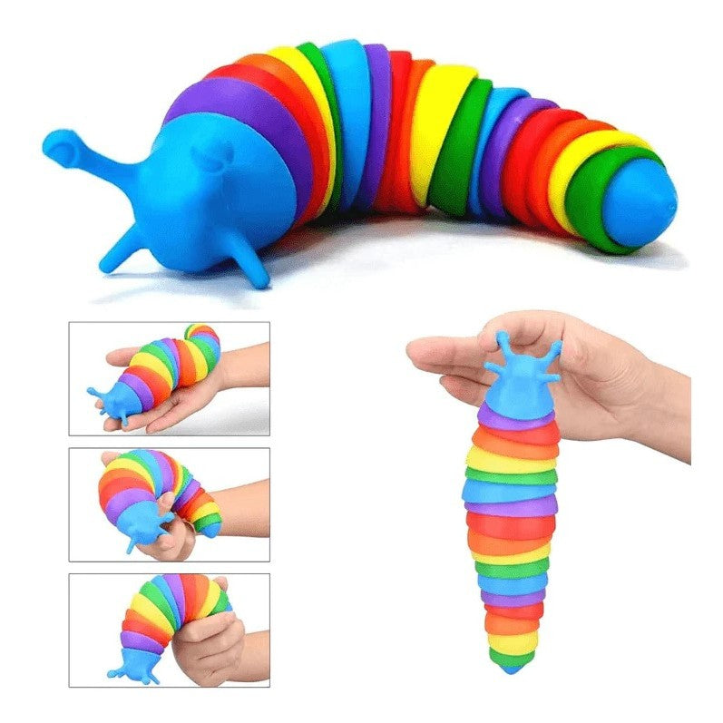 Jucarie senzoriala pentru copii, Flippy, melc, cu articulatii si lumini, 19 cm, multicolor-3