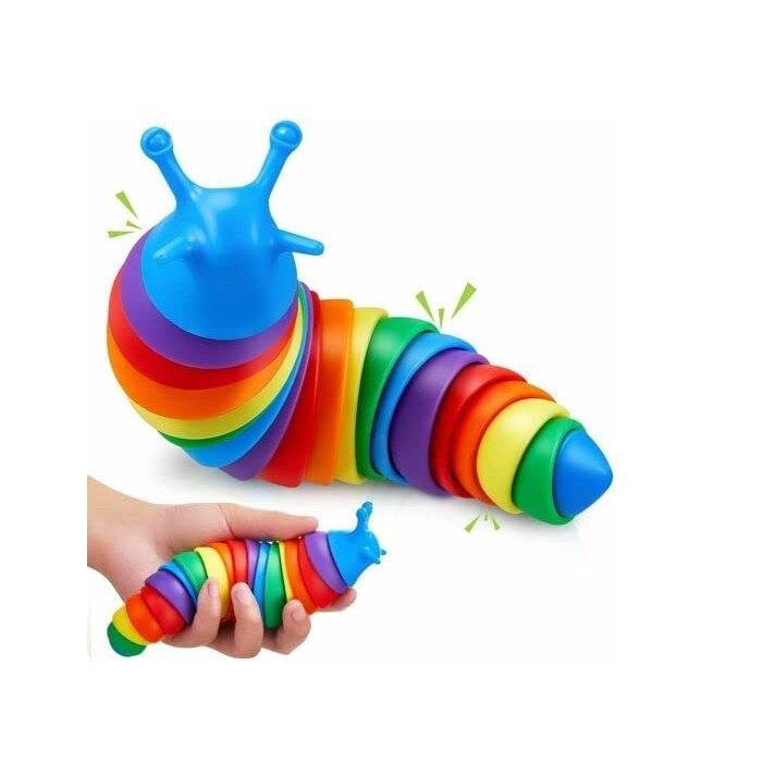Jucarie senzoriala pentru copii, Flippy, melc, cu articulatii si lumini, 19 cm, multicolor-4