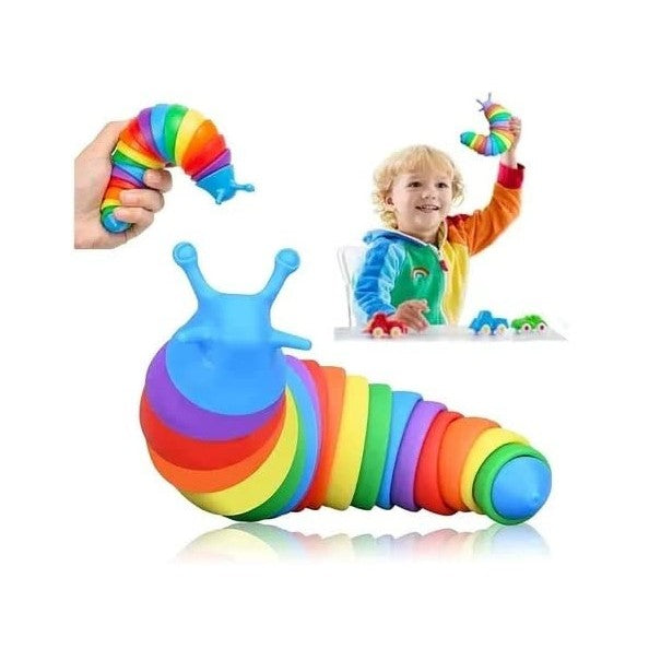 Jucarie senzoriala pentru copii, Flippy, melc, cu articulatii si lumini, 19 cm, multicolor-5