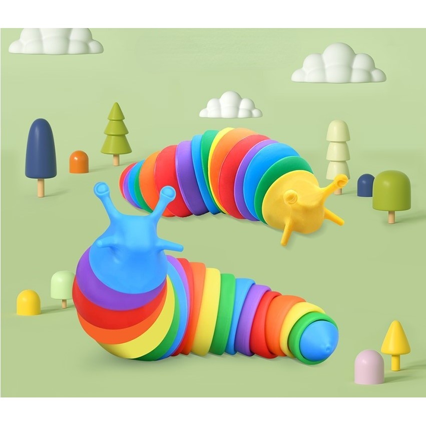 Jucarie Senzoriala pentru Copii, Flippy, Model Melc, cu Articulatii, 19 cm, Multicolor-4