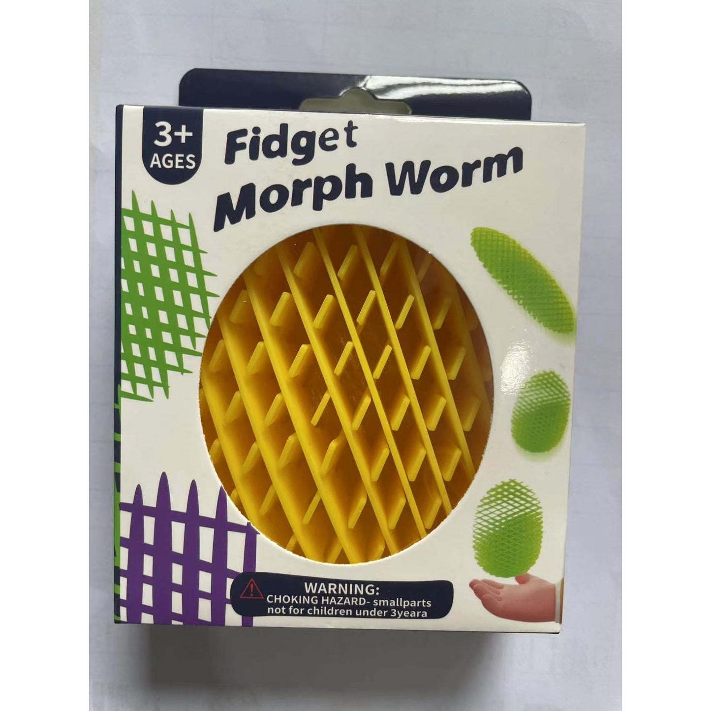 Jucarie Worm Fidget de Decompresie, Flippy, Anti Stres, Dimensiune Compacta 6 cm, Dimensiune Extinsa 15.5 cm, Galben-5