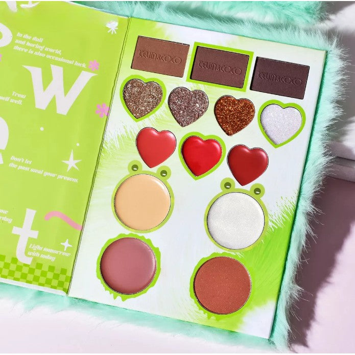 Set de Machiaj Kevin&Coco, 38 culori, Fard Ochi, Iluminatoare si Contouring, Husa Pufoasa, Model Broscuta, 17.3x12.5x5 cm, Multicolor-5