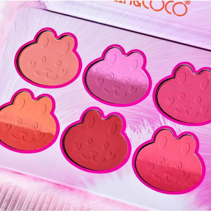 Set de Machiaj Kevin&Coco, 6 culori Blush, Husa Pufoasa, Model Pisicuta, 17.3x12.5x5 cm, Multicolor-3