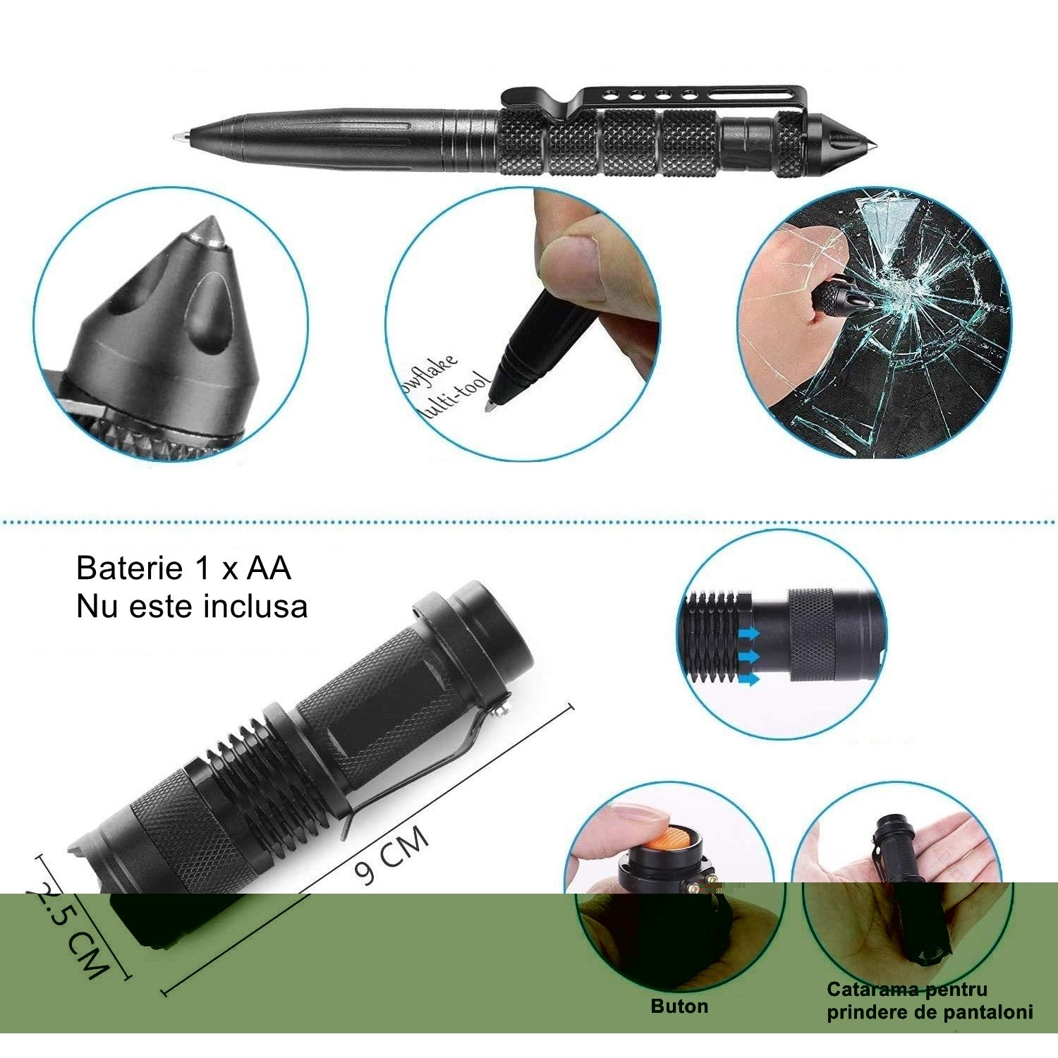 Kit supravietuire multifunctional Flippy, Instrumente profesionale, Agatatoare ghiozdan, pentru Camping, Drumetii, Aventuri in aer liber, negru-4