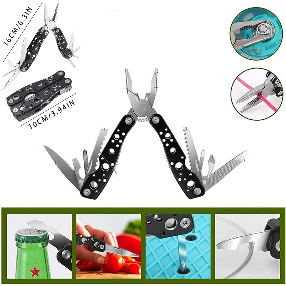 Kit supravietuire multifunctional Flippy, Instrumente profesionale, Agatatoare ghiozdan, pentru Camping, Drumetii, Aventuri in aer liber, borseta inclusa, gri-1