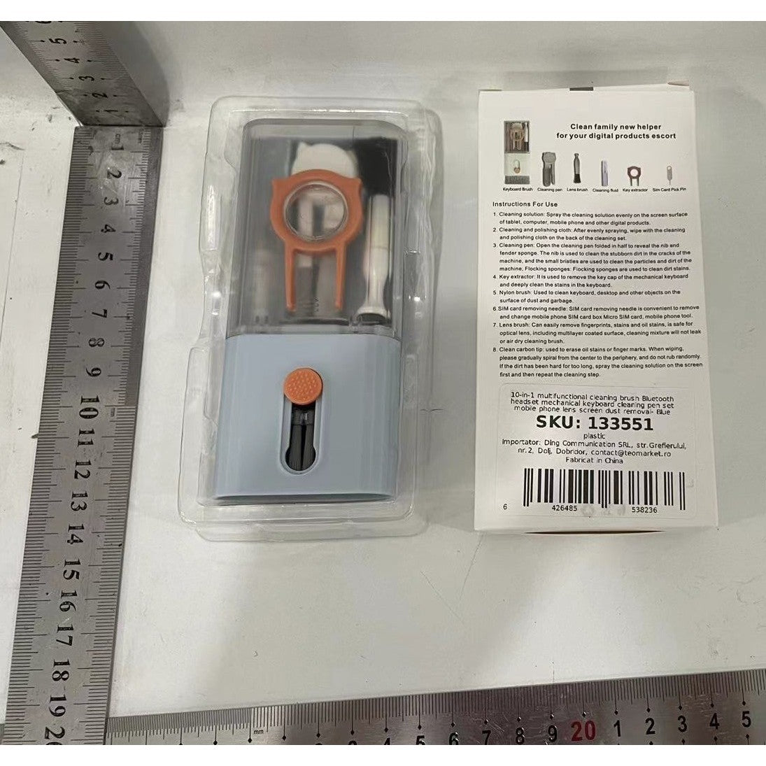 Kit Multifunctional de Curatare Produse Electronice 10in1, Flippy, pentru Laptop, Tastatura, Telefon, Casti, Albastru-1