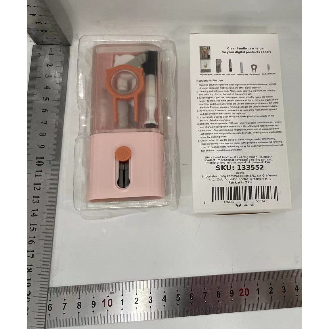 Kit Multifunctional de Curatare Produse Electronice 10in1, Flippy, pentru Laptop, Tastatura, Telefon, Casti, Roz-2