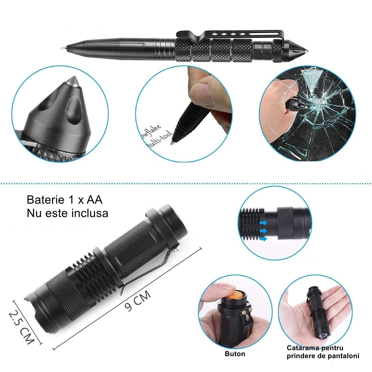 Kit supravietuire multifunctional Flippy, Instrumente profesionale, Trusa de Prim-Ajutor, pentru Camping, Drumetii, Aventuri in aer liber, borseta inclusa, model army-7