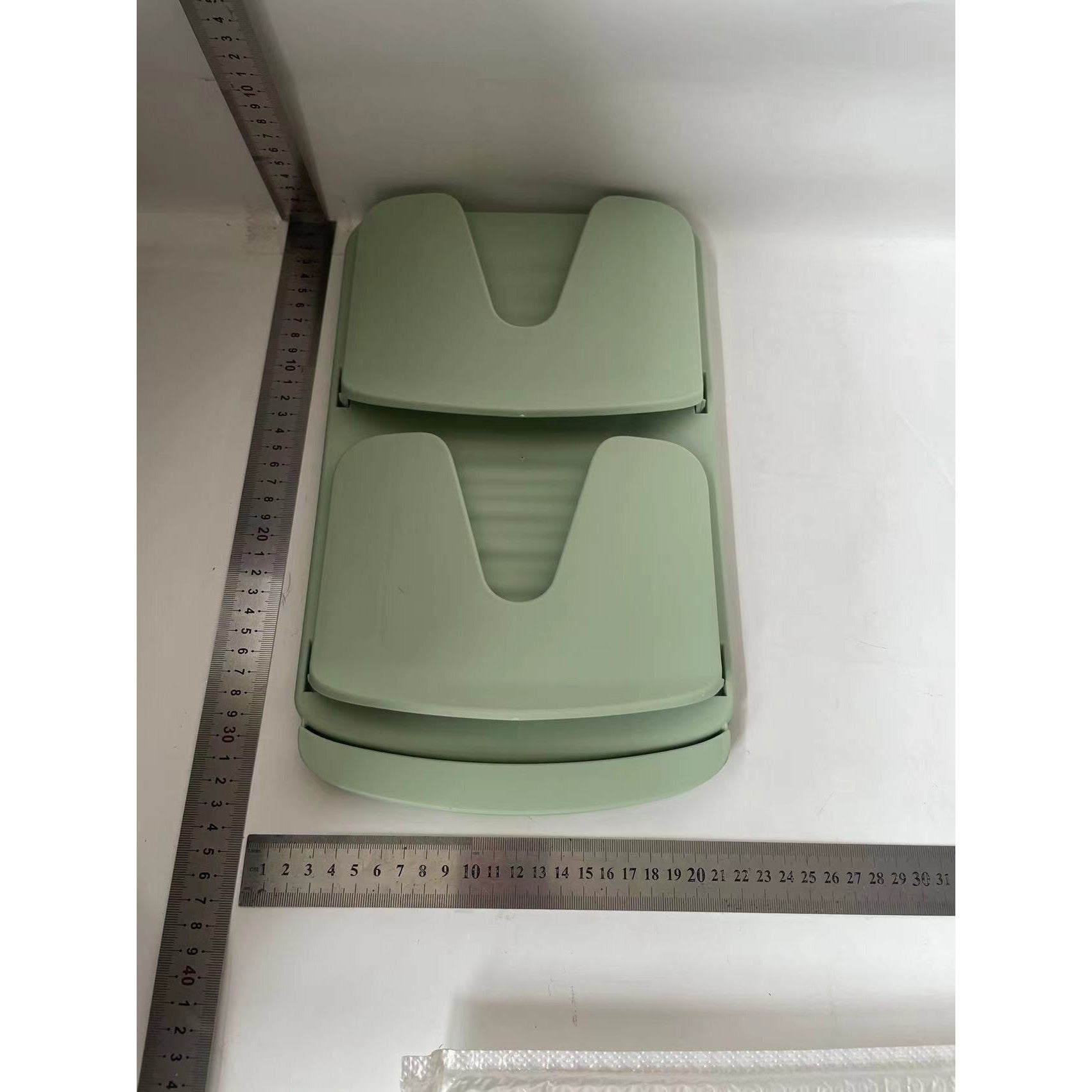 Suport de Perete pentru Capace, Flippy, Design Pliabil, cu Doua Straturi, cu Scurgere, Plastic, 33x28x3 cm, Verde-1