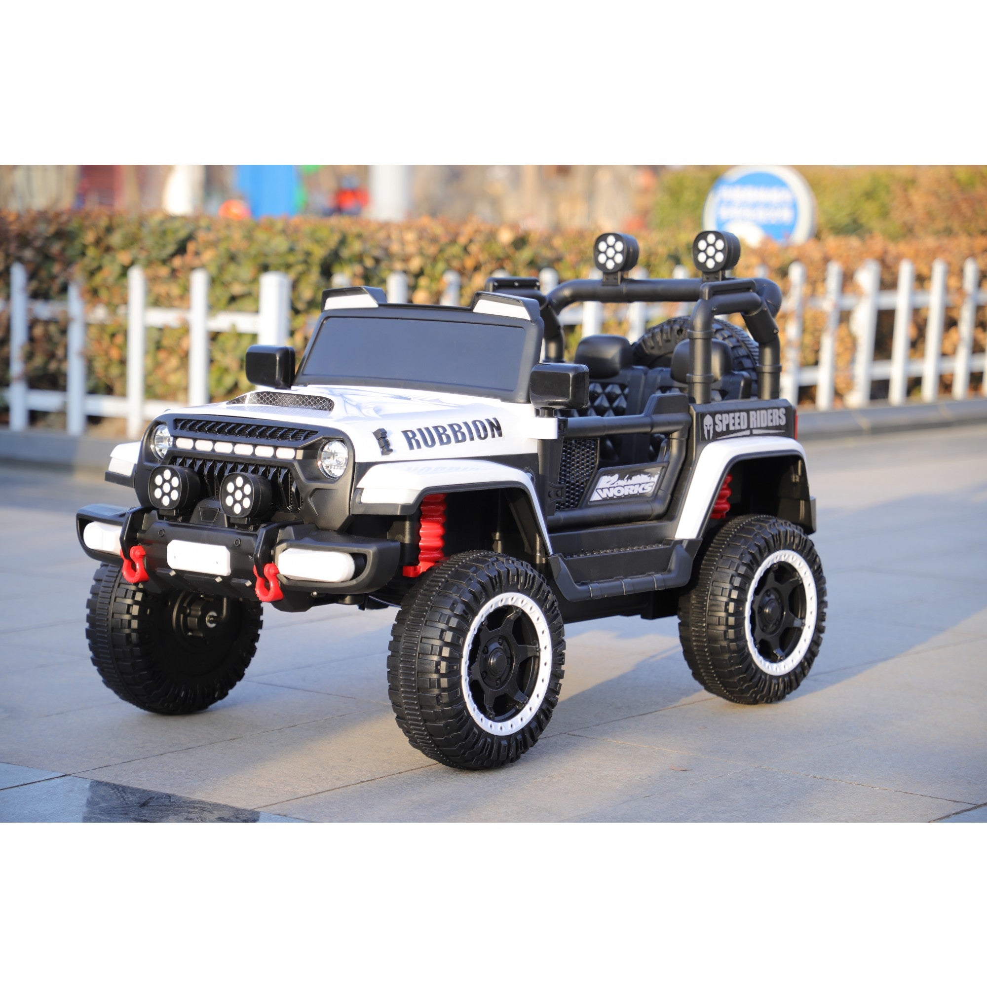 Mașină Electrică pentru Copii, Flippy, Off-Road, Conectare Bluetooth, telecomandă, Tracțiune Integrală, Lumina Intermitenta, Baterie 12V 7Ah, 120x63x68cm, Alb-3
